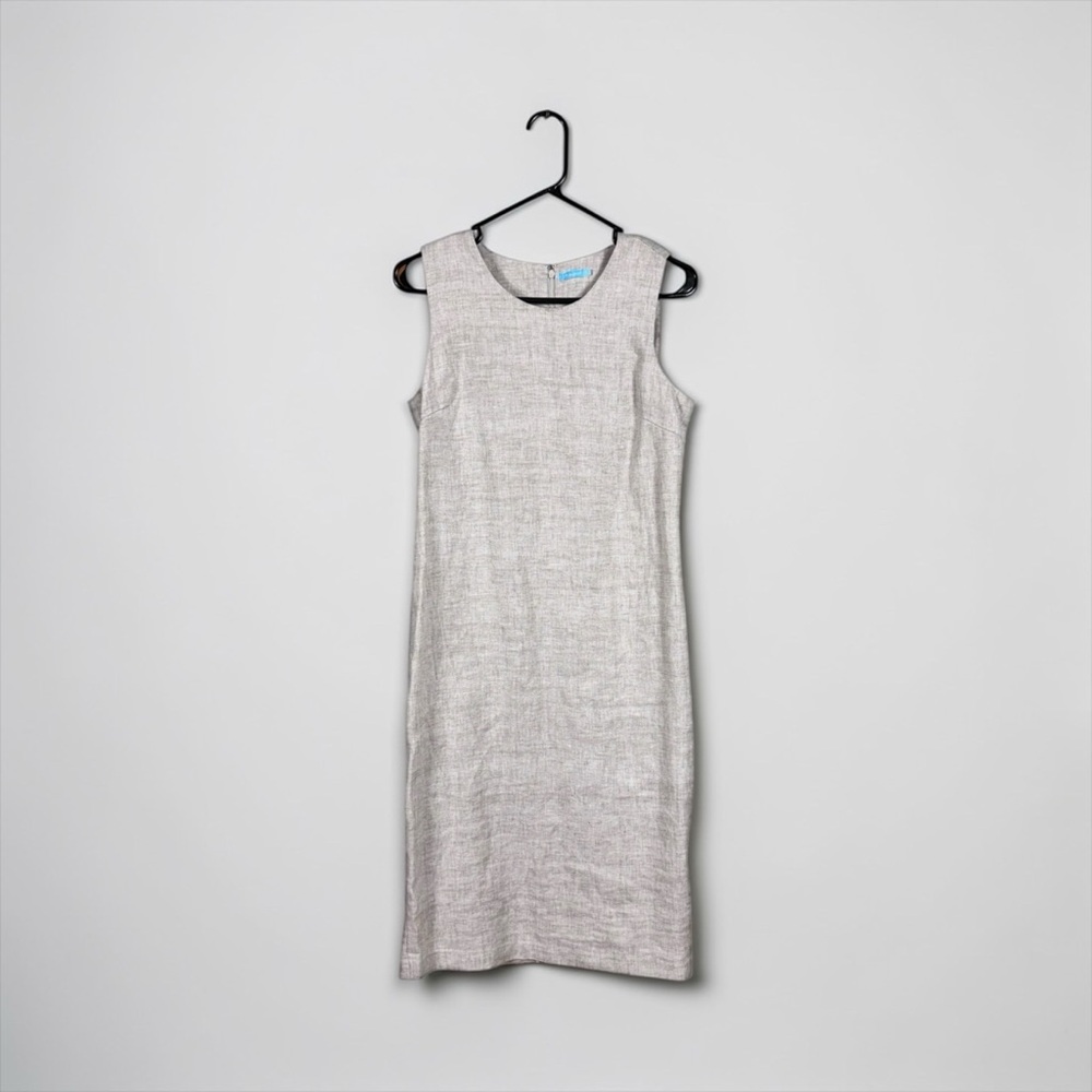 J Mclaughlin Linen Xandra Midi Dress Size 6 Coastal Euro Summer Minimalist 90s